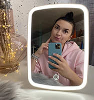 Косметическое зеркало с LED подсветкой для макияжа LED Makeup Mirror портативное настольное 1200 мАч