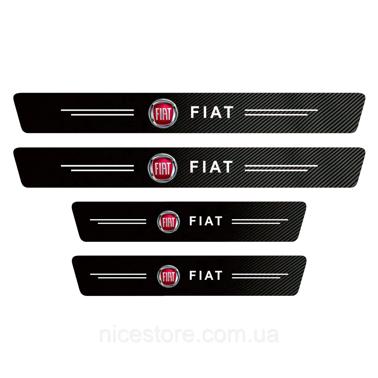 Карбонові захисні накладки на пороги авто з логотипом Feat всі моделі та інші марки автомобілів, фото 1