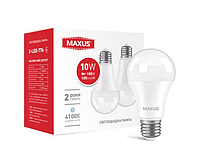 Лампа светодиодная MAXUS (2шт) 10W A60 4100K 220V E27