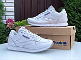 Жіночі кросівки Reebok Classic шкіряні стильні молодіжні білі, фото 3
