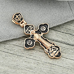 Хрестик 36937 для ланцюжка до 3 мм розмір 45x24 мм чорна емаль вага 6.7 г позолоота 18К