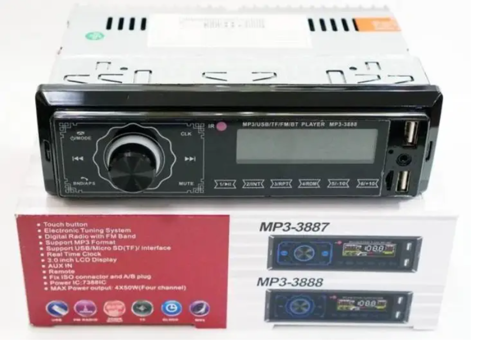 Автомагнітола MP3 3888 ISO 1DIN сенсорний дисплей PR