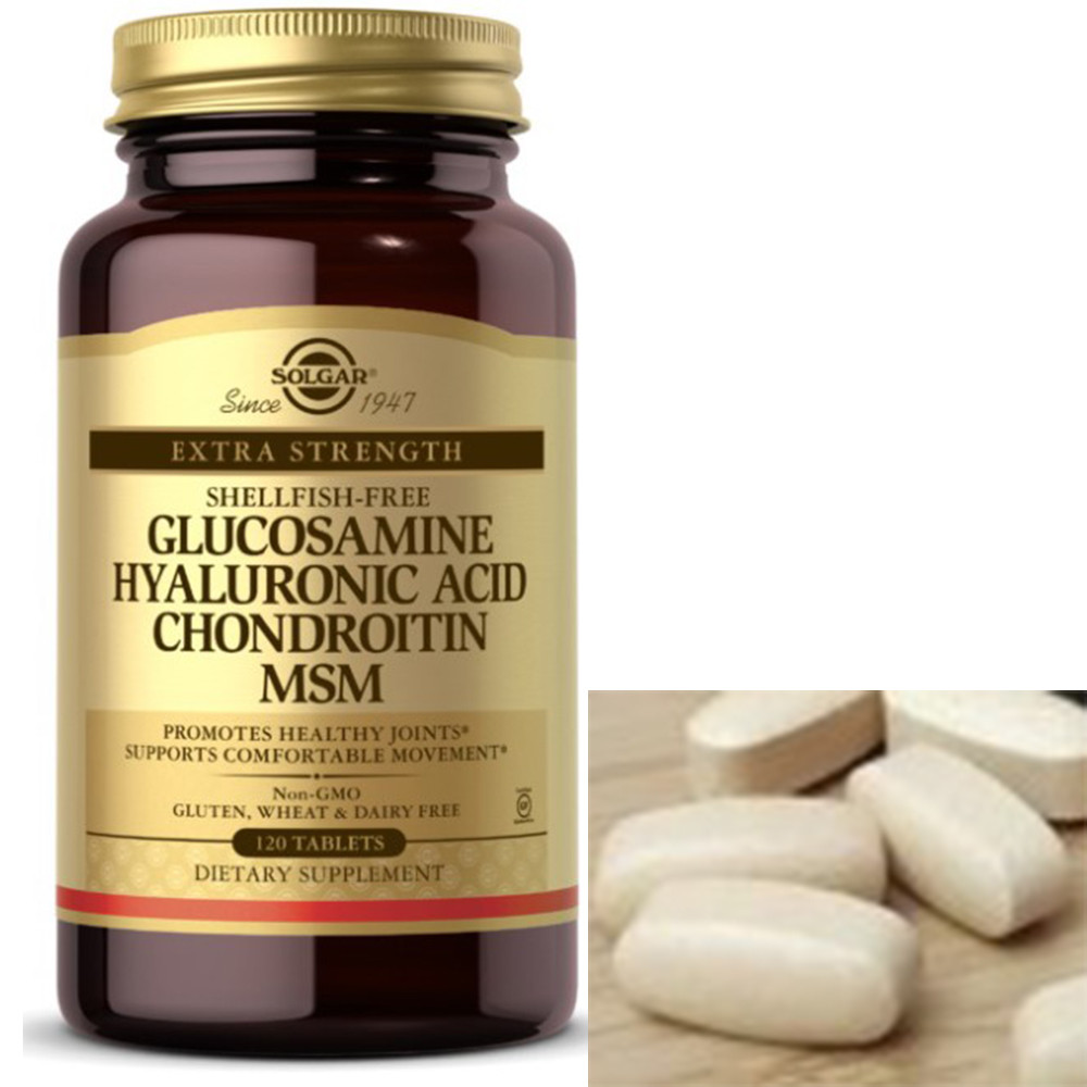 Для суглобів і зв'язок Solgar Glucosamine Hyaluronic Acid Chondroitin MSM 120 таблеток