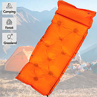 Надувной коврик в палатку, каремат 180х60 см Оранжевый, тонкий надувной матрас туристический для кемпинга (KT)