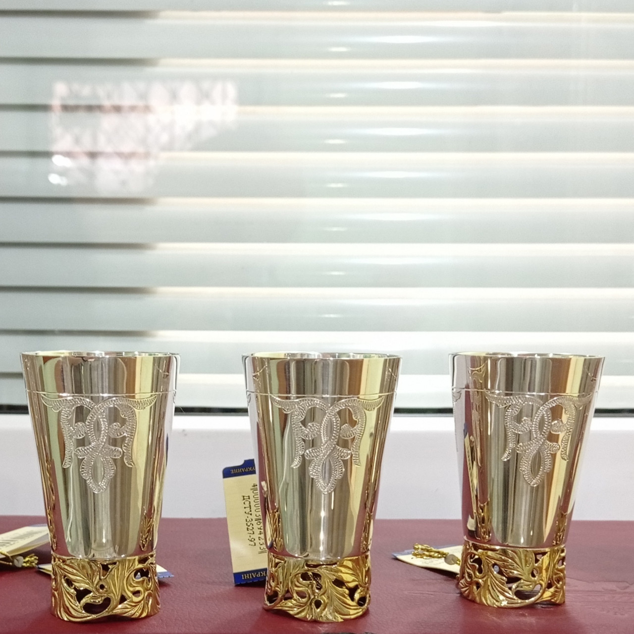 Набір срібних рюмок стопок 6 шт. Агат, фото 1