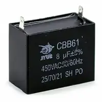 Конденсатор пуско-рабочий CBB-61 8uF 450VAC (±5%) 47x25x35 JYUL (Клеммы)