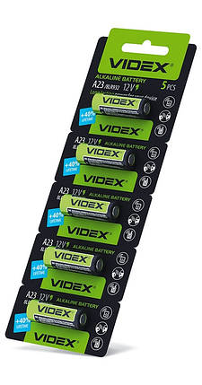 Батарейки лужні Videx A23/E23 A 5pcs BLISTER CARD блістер 5шт. A23/Е23A 5pcs BC, фото 2