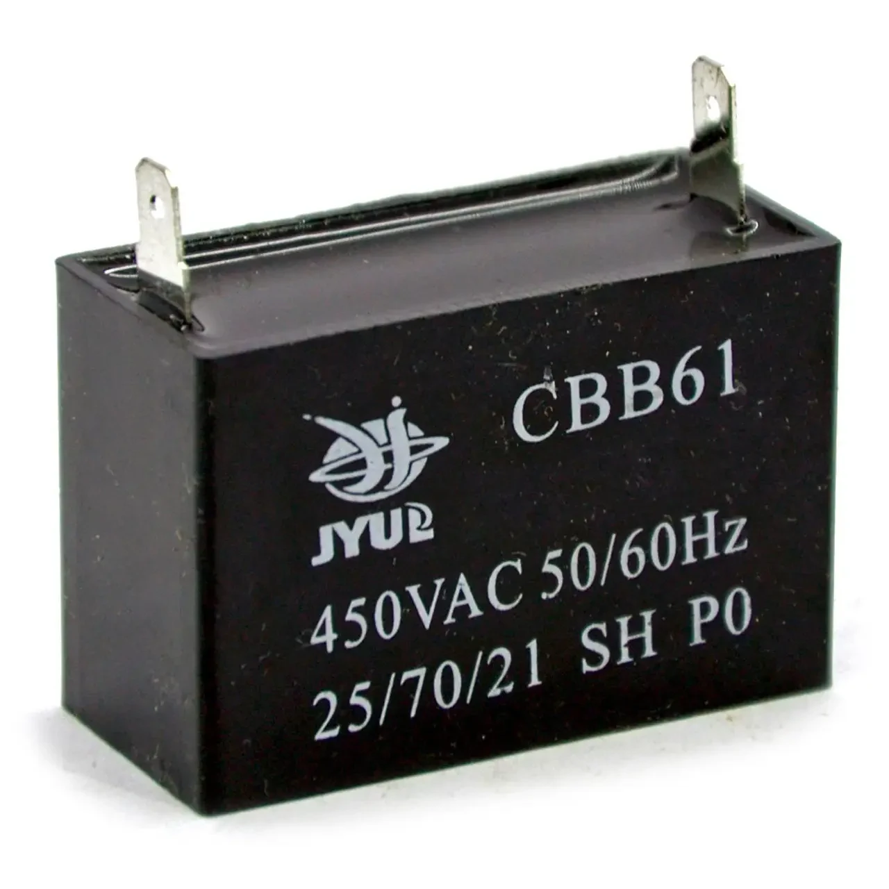 Конденсатор пуско-робочий CBB-61 12uF 450VAC (j5%) 58x30x40 JYUL (Клемми)