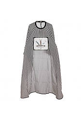 Перукарська накидка SPL Barber, біла в чорну смужку на гачках (905073-5)