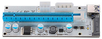 Рейзер (Riser) Card PCI Express ver.008S PCI-E 1X to 16X (6 pin/MOLEX/Sata) USB 3.0