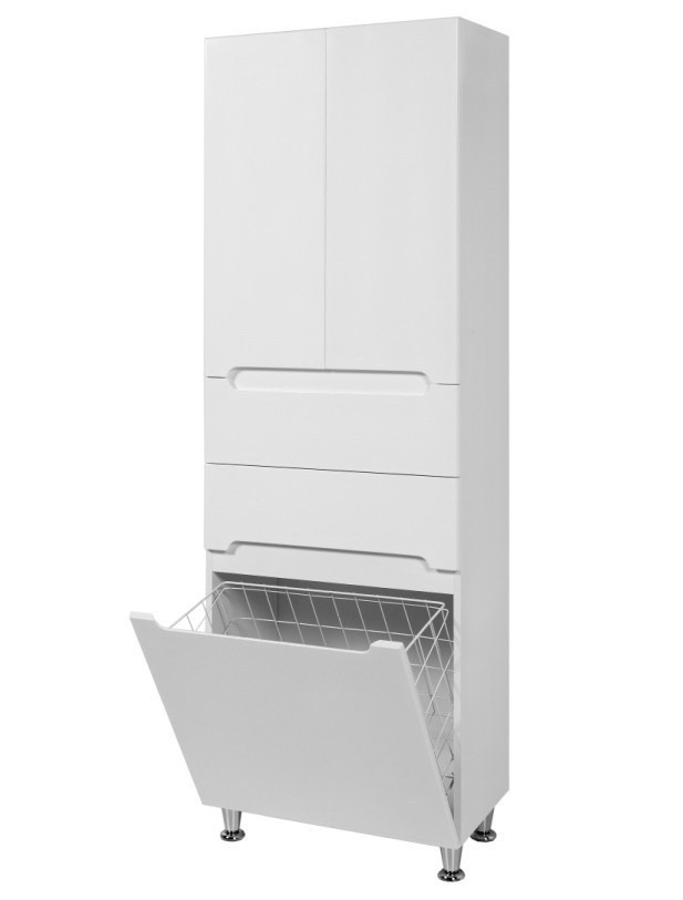 Пенал-шафа Сіметрі 60 см підлоговий для ванної кімнати з шухлядами та кошиком