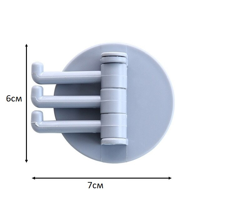 Поворотная самоклеющаяся вешалка на 3 крючка бежевая (NR0069_3) - фото 3 - id-p1666010013