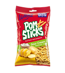 Снеки картопляна соломка Pomsticks зі смаком сметани 85г ТМ Lorenz Німеччина