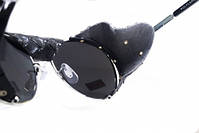 Окуляри захисні Global Vision Aviator-5 (silver mirror) дзеркальні чорні, зі з'ємним ущільнювачем із синтетичної "шкіри", фото 6