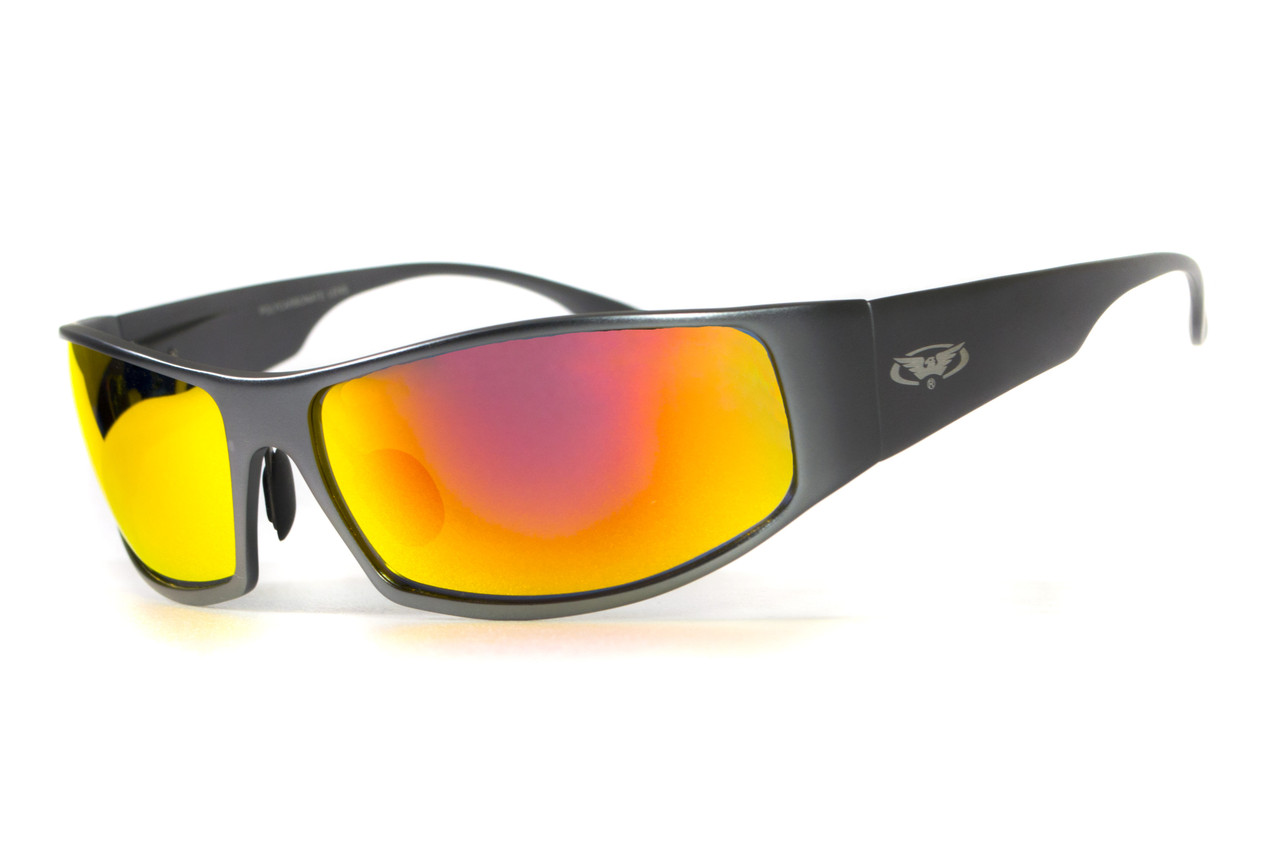 Окуляри захисні Global Vision BAD-ASS-1 GunMetal (G-Tech™ red) дзеркальні червоні в темній металевій оправі