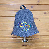 Шапка в сауну G "Ми з України" сіра геотекстиль