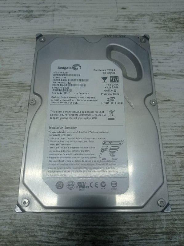Б/В, Жорсткий диск, HDD, 40 ГБ, 3.5", для комп'ютера, в асортименті