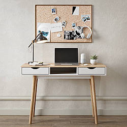 Письмовий стіл для ноутбука Сканді-2 ніжки бук на дві шухляди