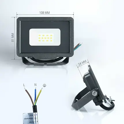 LED прожектор з датчиком руху Biom 10W 6500K IP65 S5-SMD-10-SLIM-S 14582, фото 2