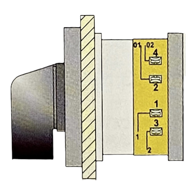 Кулачковый пакетный переключатель   ON-OFF (0-1) 1 полюс схема подключения
