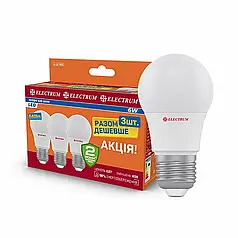 Світлодіодна лампа Electrum A50 6W PA LD-7 E27 4000К 3шт. A-LD-1854