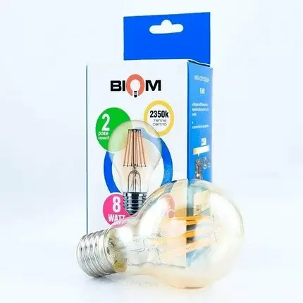 LED лампа Biom 8W E27 2300-2500K FL-411 Amber 12272, фото 3