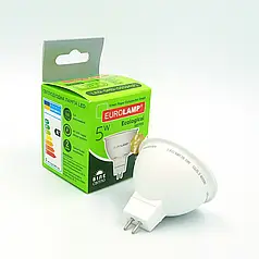 Світлодіодна лампа Eurolamp ECO серія "P" MR16 5W GU5.3 4000K LED-SMD-05534(P)