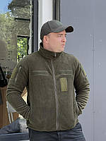 Тактична флісова кофта ВСУ хакі Vogel, Фліска воїнська ссу олива, Армейська з липучками під шеврон