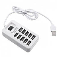 Хаб USB WOW P-1603 HUB на 10 портов USB 2.0 1м Белый