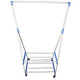 Стійка Вішалка для одягу та взуття Пересувна двоярусна Clothes Rack Підлогова з полицями на коліщатках, фото 8
