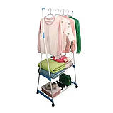 Стійка Вішалка для одягу та взуття Пересувна двоярусна Clothes Rack Підлогова з полицями на коліщатках, фото 10