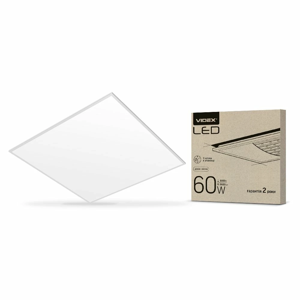 Світлодіодна LED панель VIDEX 60W 6000K 220V матова VL-Pb606W