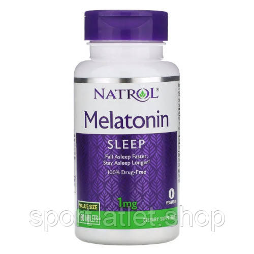 Натуральна добавка Natrol Melatonin 1 mg, 180 таблеток, фото 1