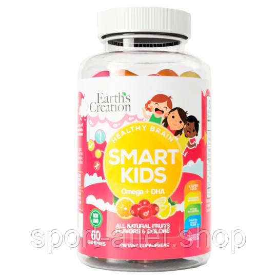 Омега для дітей Earth‘s Creation Smart Kids Omega with DHA, 60 желейок з аскорбіновою кислотою, фото 1