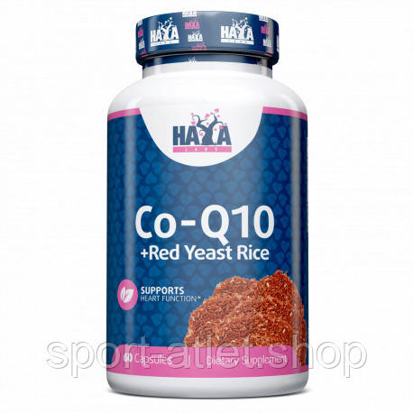 Натуральна добавка Haya Labs Co-Q10 and Red Yeast Rice, 60 капсул, фото 1