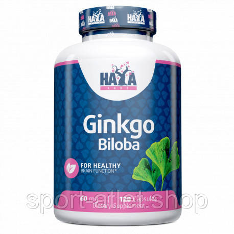 Натуральна добавка Haya Labs Ginkgo Biloba 60 mg, 120 таблеток, фото 1