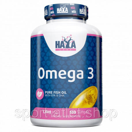 Жирні кислоти Haya Labs Omega 3 1000 mg, 100 капсул, фото 1