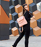 Жіноча пудрова сумка-рюкзак POWDER CHOCOLATE містка з екошкіри для міста та подорожей, фото 2