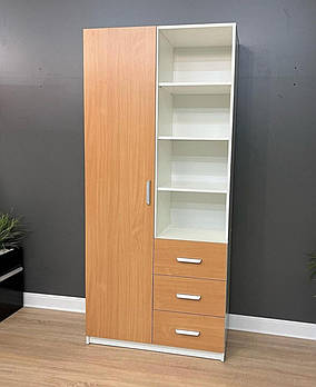 Шафа для одягу з полицями, шухлядами та кронштейном