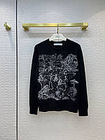 Женский черный кашемировый свитер Dior с принтом Around The World Stella Диор с нашивкой звездой
