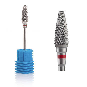 Фреза твердосплавна для зняття гель-лаку Nail Drill 274 140 060 Червона / Фреза напівсферичний конус