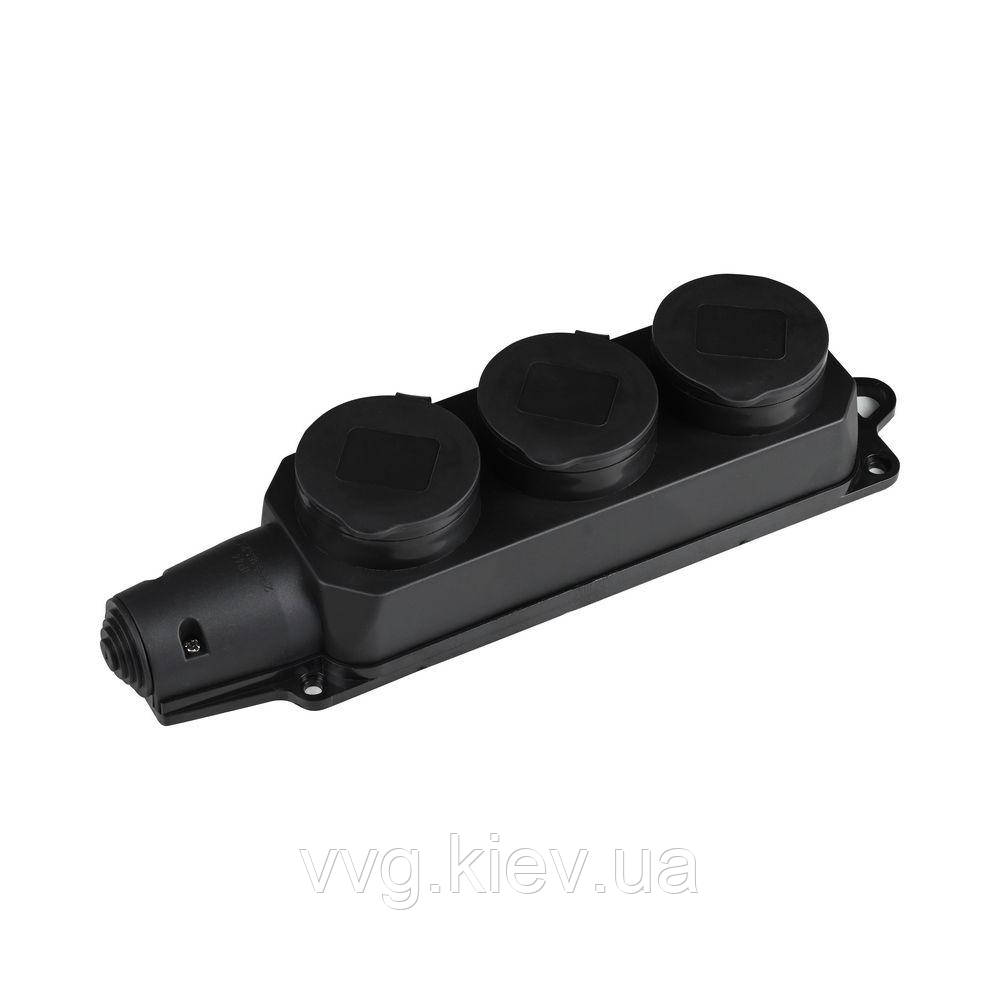 Розетка каучукова ENERGIO 16А потрійна з/к (HC-S33RB)