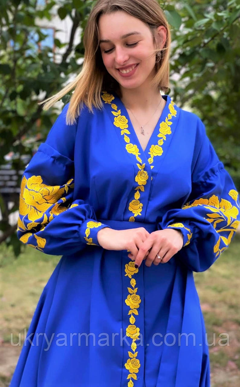 Вишита сукня у національних кольорах  "Український сад"