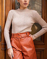 Жіночий гольф ялинка Mocconi теплий (рубчик, локшина) Бежевий