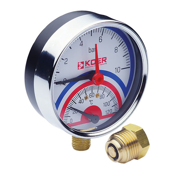 Термоманометр радіальний (0-10 bar), D = 80 мм, 1/2''''