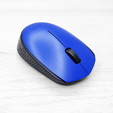 Комп'ютерна мишка бездротова LOGITECH M171 (чорний-синій), фото 2
