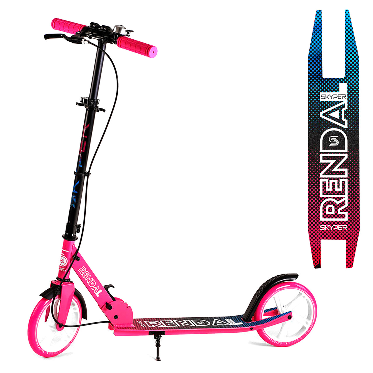 Самокат двоколісний (алюмінієва рама, колеса PU 200 мм, ручне гальмо, підніжка) "Skyper" NL - 14788