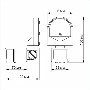 Датчик руху Videx 120° 1200W IP44 білий VL-SPW02W, фото 2