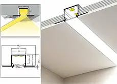 Профіль врізний TOPMET з матовим розсіювачем під шпаклівку 53x20мм LINEA-IN20 TRIMLESS, фото 2