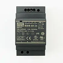 Блок живлення Mean Well на DIN-рейку 60W 2.5A 24V IP20 HDR-60-24, фото 2